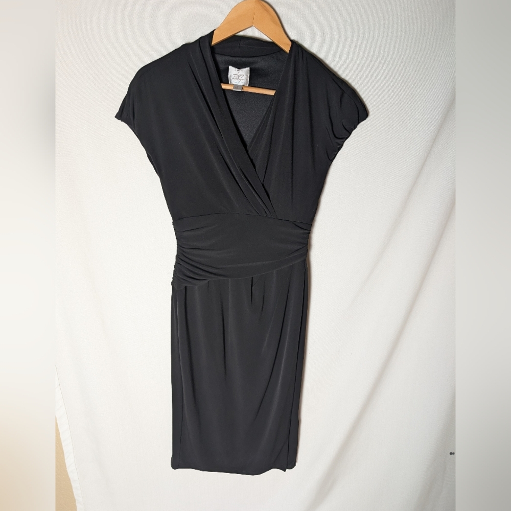 SUZI CHIN FOR MAGGY  Faux Wrap Dress Black Size 4